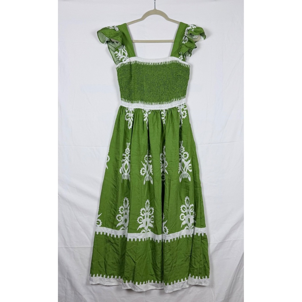 BTFBM Sleeveless Maxi Dress M Smocked Pockets Fiesta Summer Resort Tropical
